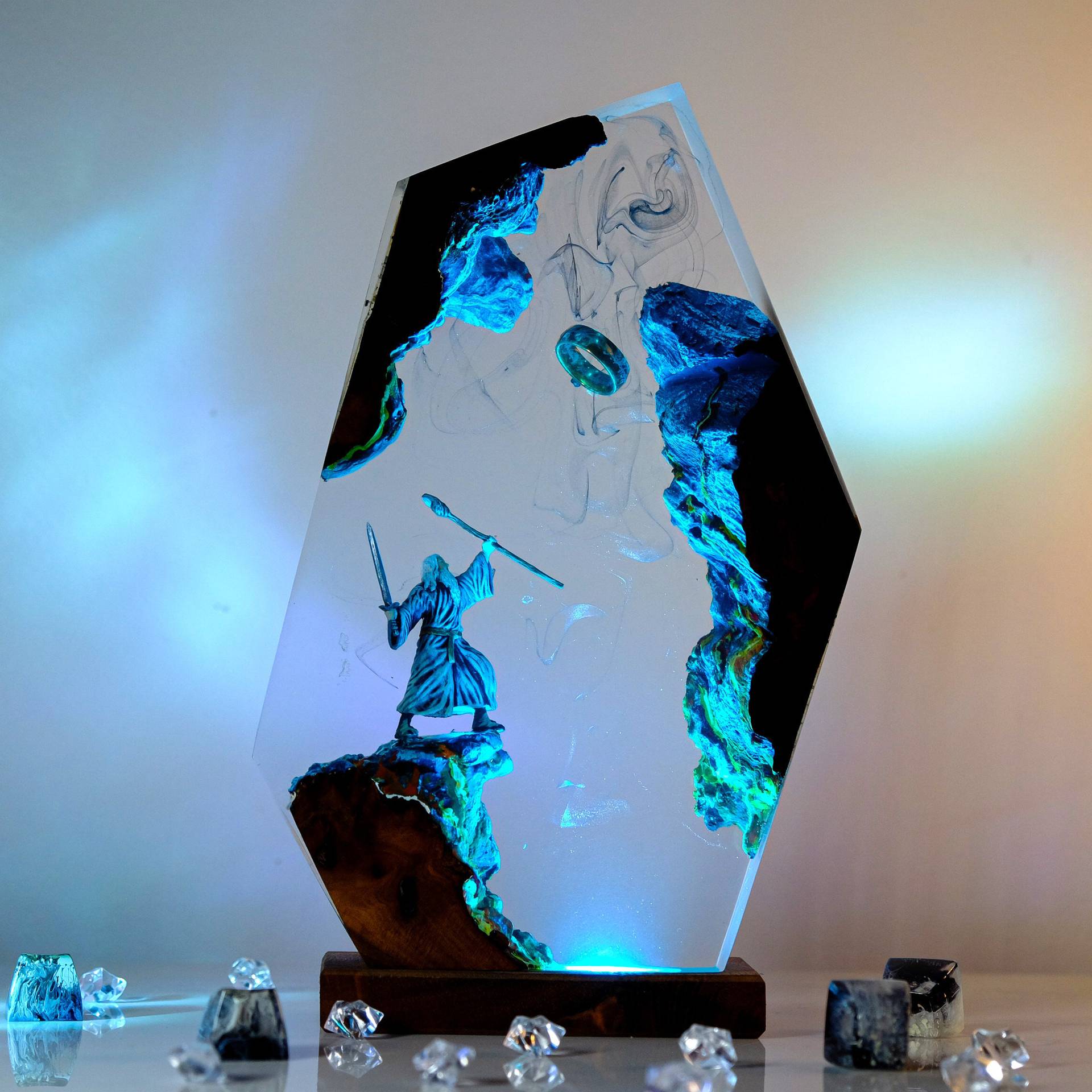 Desk Setup Lamp - 映画シーンフィギュアテーブル樹脂ランプマジックリングカラフルナイトライトカスタマイズされたクリエイティブ芸術的なデスクトップホームデコレーションUSB充電