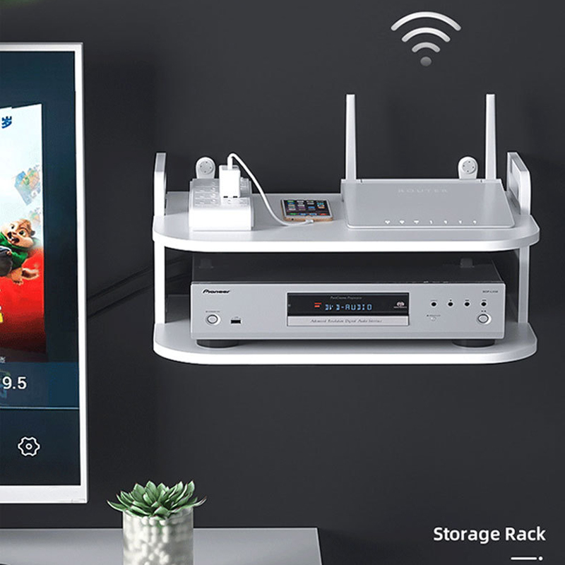 壁掛け式ルーターケーブルオーガナイザーシェルフ、通気性のある - Desk Setup With Tv のレビューと価格