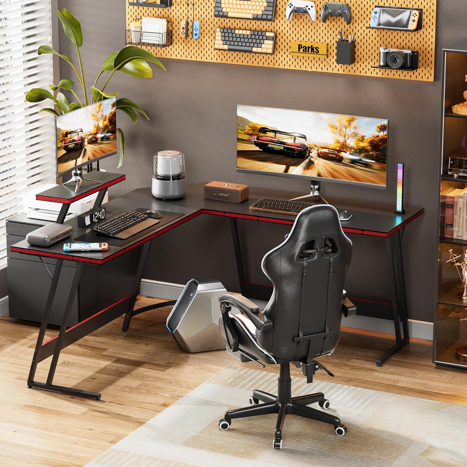 L字型調整可能なゲーミングデスク、合金鋼製ベース付き、大型モ - Desk Setup L Shaped のレビューと価格