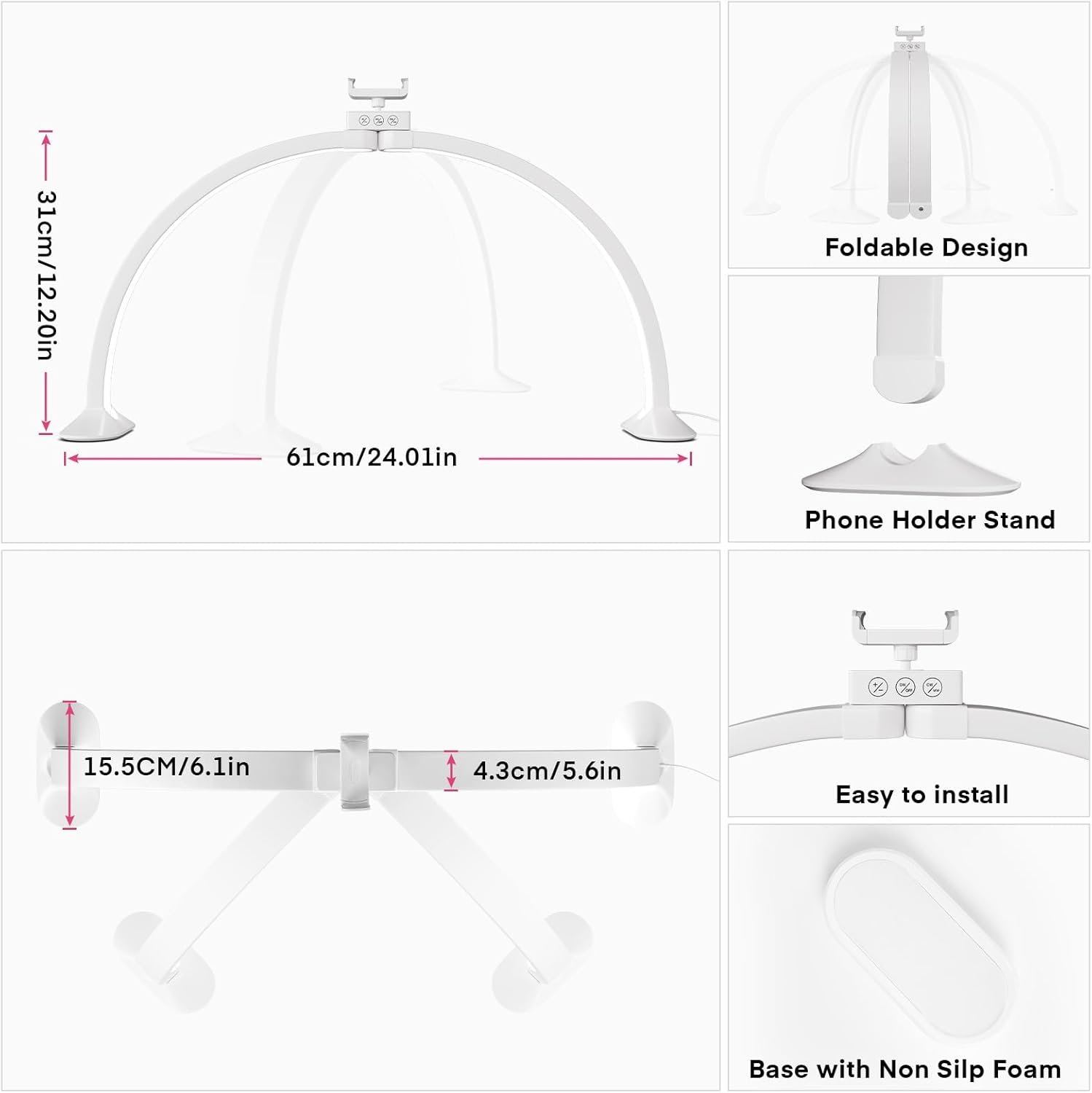 ハーフムーンライトU字型ネイルアートホームビューティーランプ - Desk Setup Lamp のレビューと価格