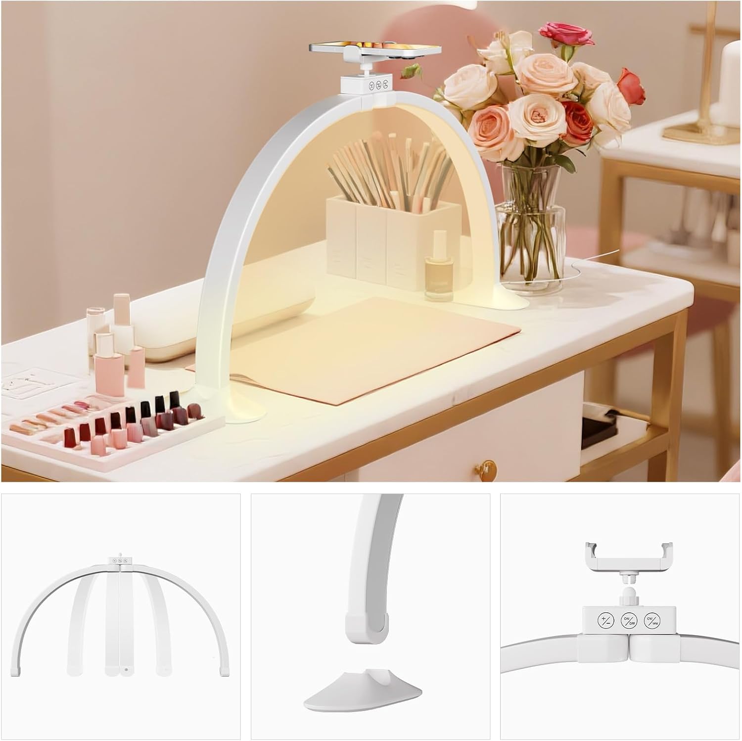 ハーフムーンライトU字型ネイルアートホームビューティーランプ - Desk Setup Lamp のレビューと価格