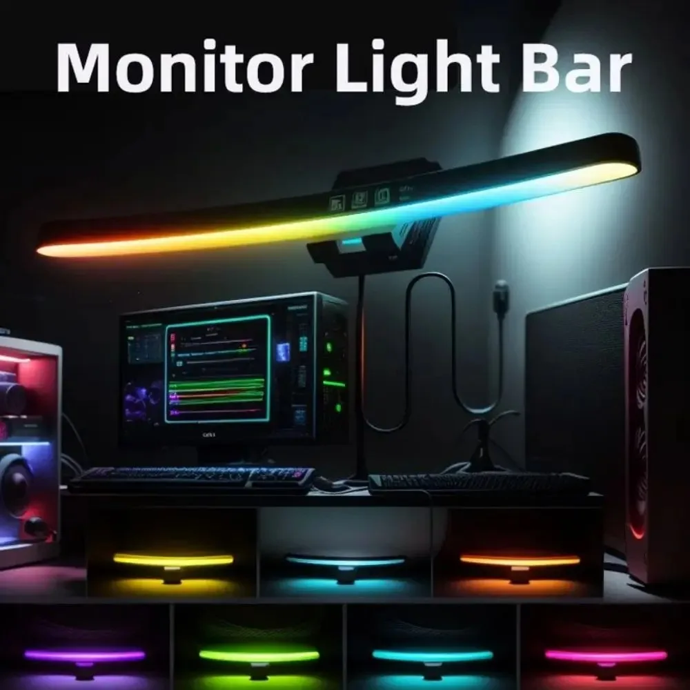 コンピューターモニターライトバーRGB音楽リズムスクリーンハ - Desk Setup Lamp のレビューと価格